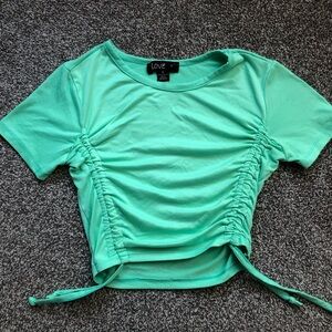 Love Green Ruched Crop T-Shirt